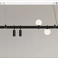 Modern Linear Pendant Lights With Black White Frames And Round Glass Bulbs 3d model