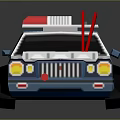 Blue And White Police Car Block Model With Red Emergency Lights And Number 24