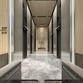 Modern Luxury Hotel Lobby Interior With Wooden Panels Marble Floor And Lighting