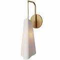 Two Stylish Modern Wall Lamps With Gold Round Base And White Lampshade Design