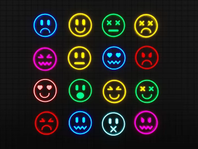 Colorful Neon Decorative Lights With Various Emoji Expressions And Bright Glow 3d model