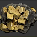 Raw Gold Ore with Shiny Gold Crystals Embedded in Natural Rock