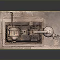 Vintage Mechanical Equipment With Metal Structure Cylindrical Tank Wheels And Base Plate