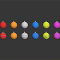 Colorful Metallic Decorative Balls in Red Gold Silver Blue Green Purple with Reflections