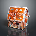 Decorative Gingerbread House With White And Blue Frosting Snowflake Leaf Patterns