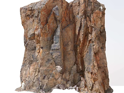Natural Stone And Wood Landscape With Climbing People And Textured Surfaces 3d model