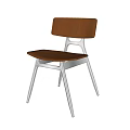 Modern Leisure Chair With Wooden Backrest Wooden Seat And Metal Legs Simple Design