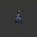 Rusty Blue And Red Air Compressor With Wheels Pressure Gauge And Pipes