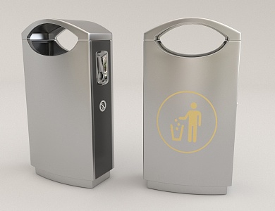 Public facilities trash can 3d model