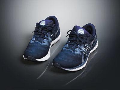 Comfortable Dark Blue Running Shoes Featuring Mesh Upper White Sole and Lightweight Athletic Design 3d model