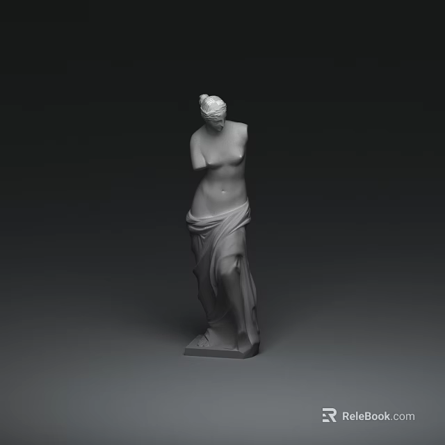Classical Female Sculpture Artistic Nude Figure With Drapery And Square Base 3d model 