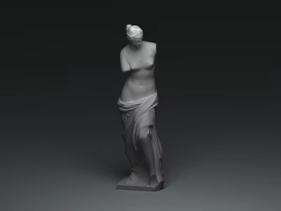 Classical Female Sculpture Artistic Nude Figure With Drapery And Square Base 3d model