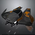 Futuristic Silver And Orange Spacecraft With Streamlined Design For Interstellar Travel