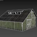 Green Old Barn Featuring Gray Tile Roof Side Wooden Door And Small Windows