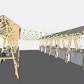 Commercial Equipment Display in Open Layout Wooden Booths with White Countertops and Hanging String Lights