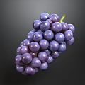Fresh Juicy Purple Grapes Bunch On Black Background Close Up Shot