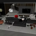 Modern Black Sofa Coffee Table Set With Accent Chairs Decorative Lamp And Area Rug