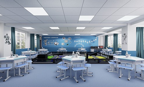 Modern Robot Classroom Modern Science and Technology Classroom Robot Training Site 3d model