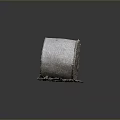Rural Scenic View With Gray Rolled Hay Bale On Stone Base And Dark Background