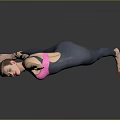 Woman Practicing Yoga Pose In Pink Top And Dark Leggings On Gray Background