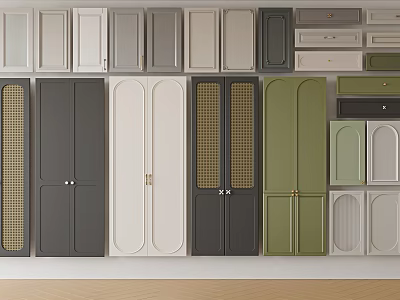 Various Colored Cabinet Doors With Different Designs For Home Interior Use 3d model