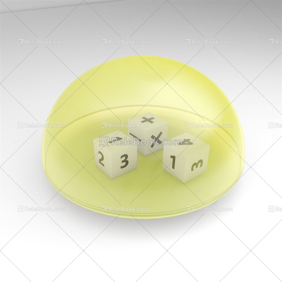 Modern Dice Children's Semi-round Transparent Dice Toy 3d model