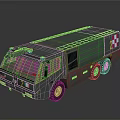 Green Military Truck With Blue Lights Multiple Wheels Number 21 And Checkered Emblem