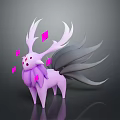 Game Movie Character Featuring Pink Deer With Long Antlers Pink Diamond Crystals And Gray Tail
