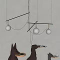 Modern Minimalist Pendant Lights With Spherical White Bulbs And Black Metal Rods