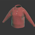 Cute Animal Wearing Red Knitted Sweater With Polo Collar And Buttons