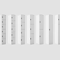 Row Of White Metal Storage Cabinets With Multiple Doors And Lockers