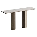 Modern Entryway Console Table With Wood Grain Tabletop And Double Column Support 3d model