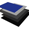 Corrugated Building Panels with Multiple Stacked Layers of Blue Gray Black Colors
