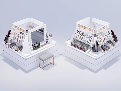 Modern Perfume Cosmetics Display Counters Featuring Product Shelves And Retail Design 3d model