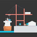 Modern Cargo Terminal Scene Featuring Crane Ship Containers And Loading Area