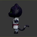 Cute Purple Cat 3D Game Character With Green Eyes White Karate Uniform And Red Belt