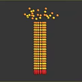 3D Stacked Spheres Structure With Yellow Red Balls And Upward Burst Effect