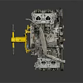 Automotive Engine Mechanical Assembly With Metal Parts Gear And Belt System