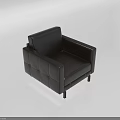 Modern Black Leather Single Sofa With Tufted Design And Square Armrests 3d model