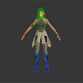 Female Character With Red Hair Gray Sleeveless Top White Tied Apron And Black Boots
