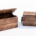Vintage Wooden Boxes With Open Lid And Closed Design Featuring Metal Latches