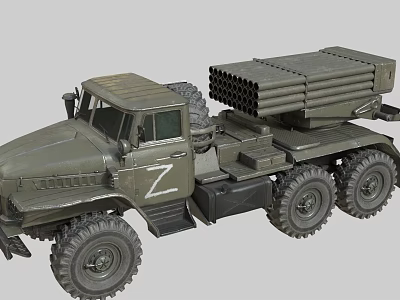 Z Marked Military Green Functional Vehicle With Rocket Launcher And Multiple Wheels 3d model