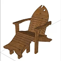 Natural Wooden Lounge Chair With Armrests Footrest And Comfortable Relaxing Design