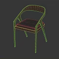 Modern Leisure Chair With Walnut Wood Frame And Blue Cushioned Seat