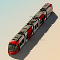 Modern Red And White Urban Metro Train With Multiple Windows Overhead Line And Sleek Design