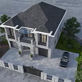 European Style Detached Villa Exterior With White Facade Arched Windows And Black Railings
