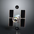 Detailed 3D Rendered Satellite With Solar Panels And Metallic Cylindrical Body Structure