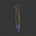 Blue Aquatic Animal With Long Yellow Slender Tentacles On Gray Background