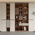 Modern Bookcase Interior Design With Multiple Shelves Decorative Vases Books And Figurines