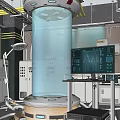 High Tech Laboratory Setup Featuring Large Cylindrical Device And Control Consoles 3d model